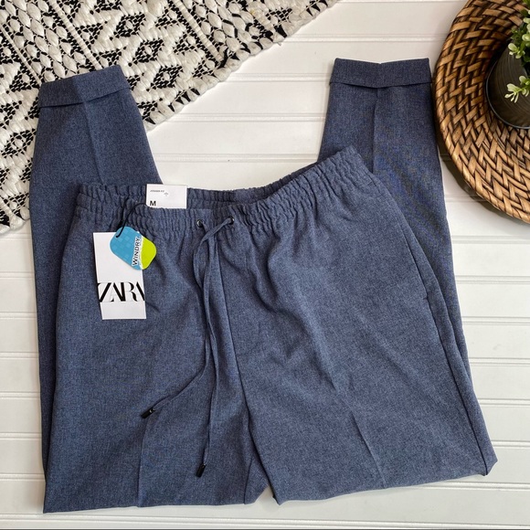 ZARA Blue Draw String Jogger style Pants - Picture 2 of 10